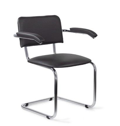 Офисный стул для посетителей Sylwia chrome arm P60, кож/зам V в Южно-Сахалинске - изображение