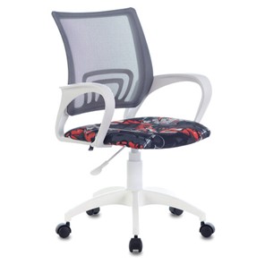 Офисное кресло Brabix Fly MG-396W (с подлокотниками, пластик белый, сетка, серое с рисунком "Graffity") 532404 в Южно-Сахалинске - предосмотр