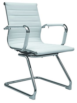 Компьютерное кресло B110 на полозьях, экокожа / хром, белый в Южно-Сахалинске - изображение
