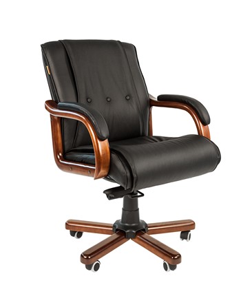 Кресло офисное CHAIRMAN 653M кожа черная в Южно-Сахалинске - изображение
