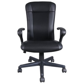 Кресло офисное Brabix Optima MG-370 (с подлокотниками, экокожа/ткань, черное) 531580 в Южно-Сахалинске