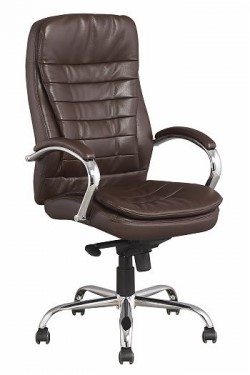 Офисное кресло J 9031-1 экокожа /хром, коричневый в Южно-Сахалинске - изображение