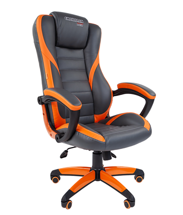 Офисное кресло CHAIRMAN GAME 22 эко кожа, серый/оранжевый в Южно-Сахалинске - изображение