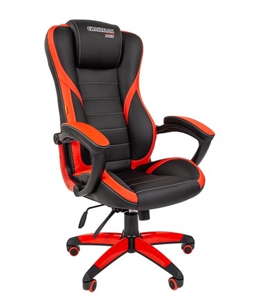 Офисное кресло CHAIRMAN GAME 22 эко кожа, черный/красный в Южно-Сахалинске - изображение