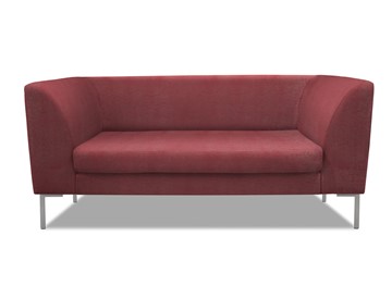 Мягкий офисный диван Сиеста 2-местный, ткань Сахара / красная С30 в Южно-Сахалинске