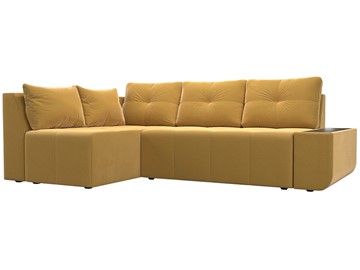 Угловой диван с оттоманкой Амадэус, Желтый (микровельвет) в Южно-Сахалинске