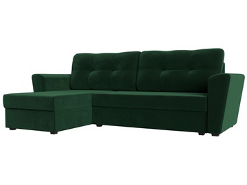 Угловой диван с оттоманкой Амстердам Лайт, Зеленый (велюр) в Южно-Сахалинске