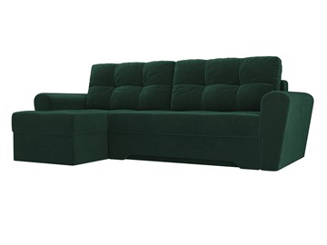 Угловой диван с оттоманкой Амстердам, Зеленый (велюр) в Южно-Сахалинске