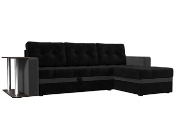 Угловой раскладной диван Атланта М, Черный/Серый (велюр) в Южно-Сахалинске