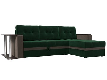 Угловой раскладной диван Атланта М, Зеленый/Коричневый (велюр) в Южно-Сахалинске