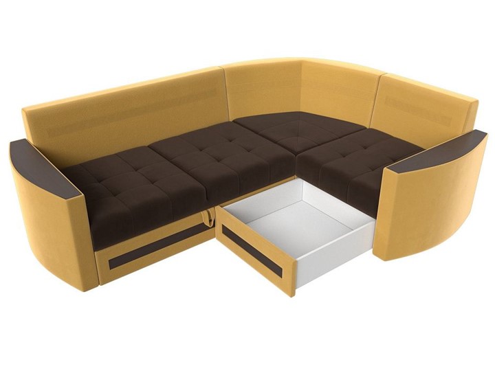 Угловой диван Белла, Коричневый/Желтый (Микровельвет) в Южно-Сахалинске - изображение 2