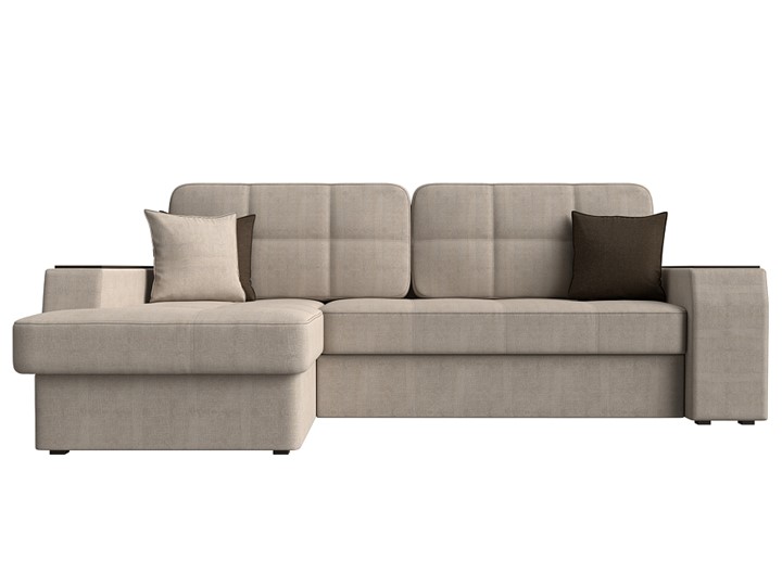 Угловой диван Брюссель, Бежевый/коричневый (рогожка) в Южно-Сахалинске - изображение 1