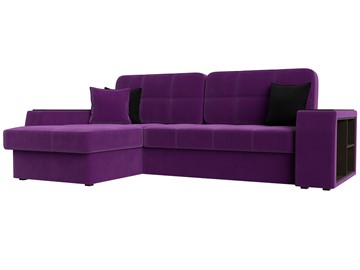Угловой диван Брюссель, Фиолетовый/черный (вельвет) в Южно-Сахалинске