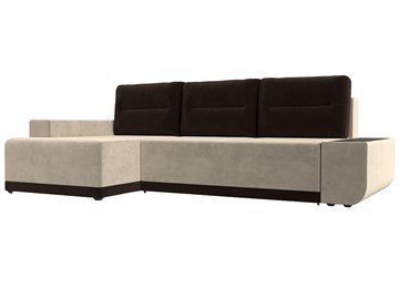 Угловой диван для гостиной Чикаго, Бежевый/Коричневый (микровельвет) в Южно-Сахалинске