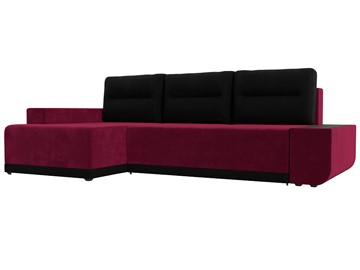Угловой диван для гостиной Чикаго, Бордовый/Черный (микровельвет) в Южно-Сахалинске - предосмотр
