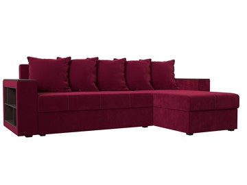Угловой диван с оттоманкой Дубай Лайт, Бордовый (микровельвет) в Южно-Сахалинске
