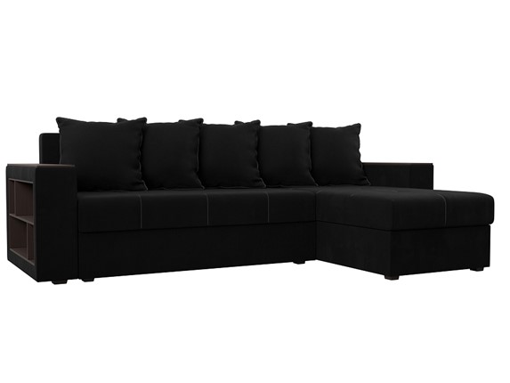 Угловой диван Дубай Лайт, Черный (микровельвет) в Южно-Сахалинске - изображение