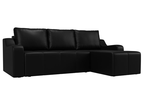 Угловой диван для гостиной Элида, Черный (экокожа) в Южно-Сахалинске - изображение