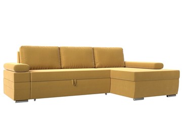 Угловой диван с оттоманкой Канкун, Желтый (микровельвет) НПБ в Южно-Сахалинске