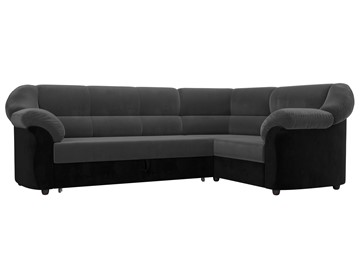 Угловой диван для гостиной Карнелла, Серый/Черный (велюр) в Южно-Сахалинске