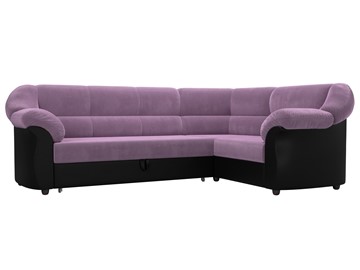 Угловой диван для гостиной Карнелла, Сиреневый/Черный (микровельвет/экокожа) в Южно-Сахалинске