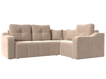 Угловой диван для гостиной Кембридж, Бежевый (велюр) в Южно-Сахалинске - предосмотр