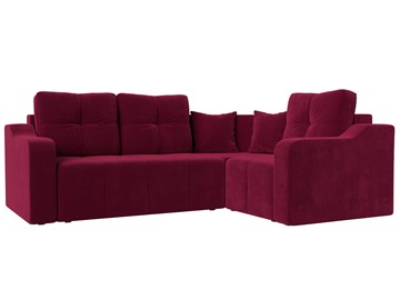 Угловой диван для гостиной Кембридж, Бордовый (микровельвет) в Южно-Сахалинске - предосмотр
