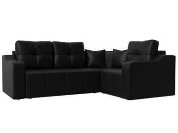 Угловой диван для гостиной Кембридж, Черный (экокожа) в Южно-Сахалинске - предосмотр