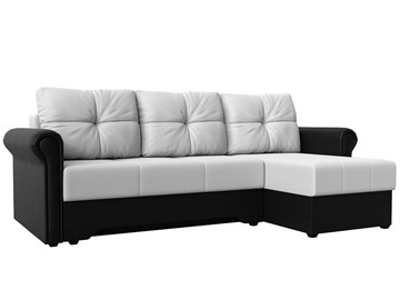 Угловой раскладной диван Леон боннель, Белый/Черный (Экокожа) в Южно-Сахалинске