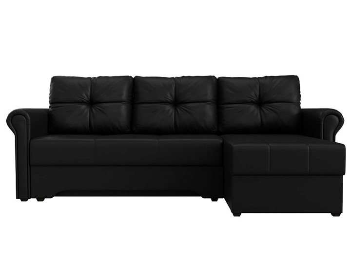 Угловой раскладной диван Леон боннель, Черный (Экокожа) в Южно-Сахалинске - изображение 8