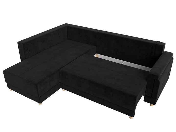 Угловой раскладной диван Лига-024, Черный (Велюр) в Южно-Сахалинске - изображение 1