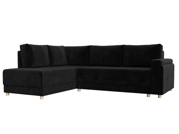 Угловой раскладной диван Лига-024, Черный (Велюр) в Южно-Сахалинске - изображение