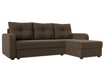 Угловой диван с оттоманкой Ливерпуль Лайт, Коричневый (Рогожка) в Южно-Сахалинске - предосмотр