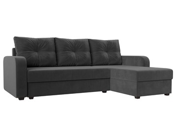 Угловой диван с оттоманкой Ливерпуль Лайт, Серый (Велюр) в Южно-Сахалинске - предосмотр