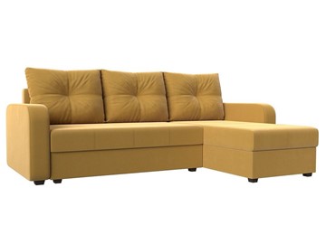 Угловой диван с оттоманкой Ливерпуль Лайт, Желтый (Микровельвет) в Южно-Сахалинске