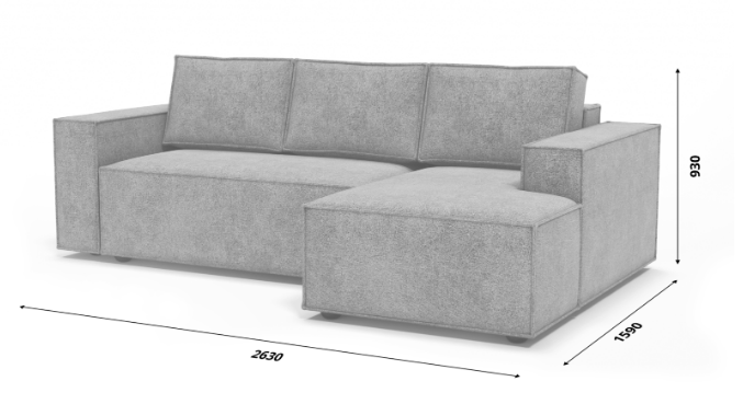 Угловой диван с оттоманкой Лофт 263х159х93 (Ремни/Тик-так) в Южно-Сахалинске - изображение 9