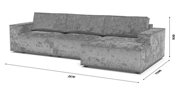 Угловой диван с оттоманкой Лофт 357х159х93 (НПБ/Еврокнижка) в Южно-Сахалинске - предосмотр 8