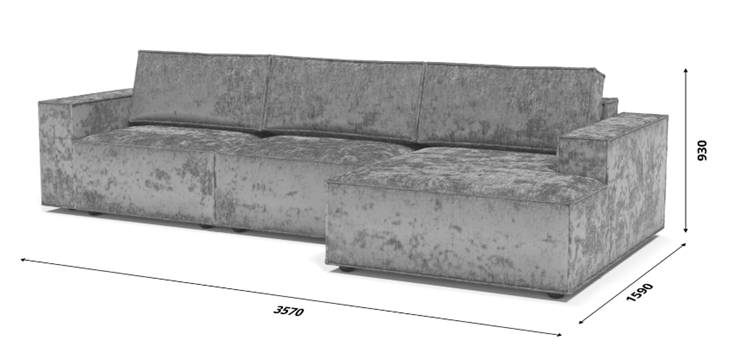 Угловой диван с оттоманкой Лофт 357х159х93 (НПБ/Еврокнижка) в Южно-Сахалинске - изображение 8