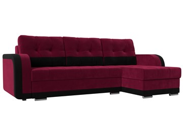 Угловой раскладной диван Марсель, Бордовый/Черный (микровельвет) в Южно-Сахалинске