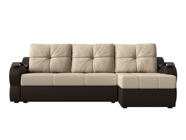Угловой диван Меркурий, Бежевый/коричневый (экокожа) в Южно-Сахалинске - изображение 1