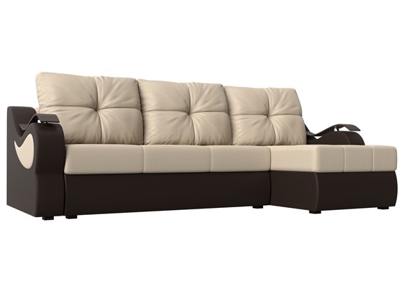Угловой диван Меркурий, Бежевый/коричневый (экокожа) в Южно-Сахалинске - изображение