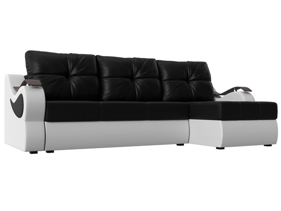 Угловой диван Меркурий, Черный/белый (экокожа) в Южно-Сахалинске - изображение