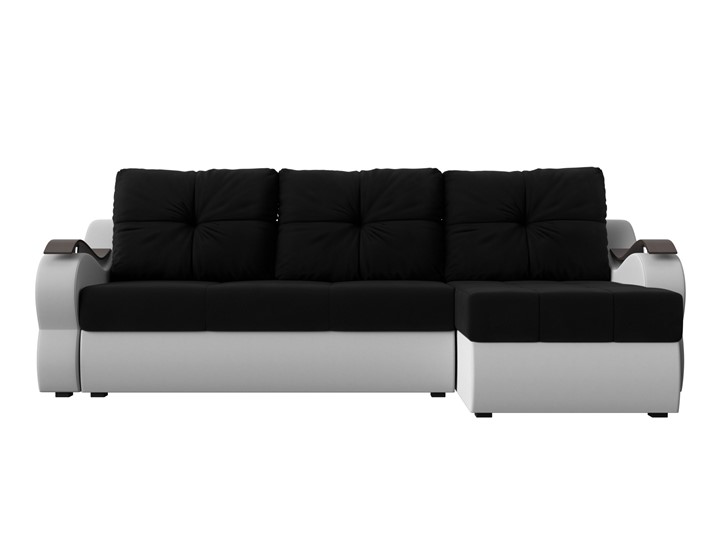 Угловой диван Меркурий, Черный/белый (вельвет/экокожа) в Южно-Сахалинске - изображение 1