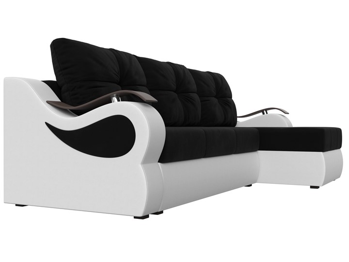 Угловой диван Меркурий, Черный/белый (вельвет/экокожа) в Южно-Сахалинске - изображение 2