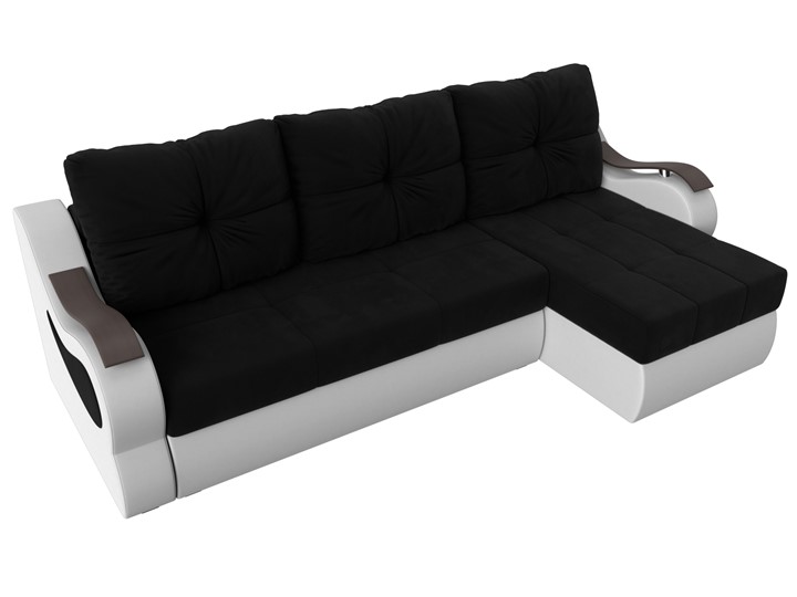 Угловой диван Меркурий, Черный/белый (вельвет/экокожа) в Южно-Сахалинске - изображение 4