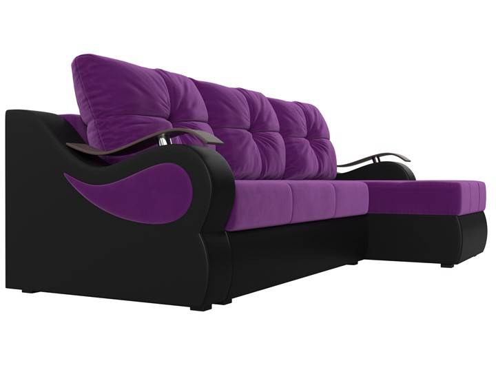 Угловой диван Меркурий, Фиолетовый/черный (вельвет/экокожа) в Южно-Сахалинске - изображение 2