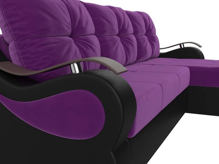 Угловой диван Меркурий, Фиолетовый/черный (вельвет/экокожа) в Южно-Сахалинске - изображение 3
