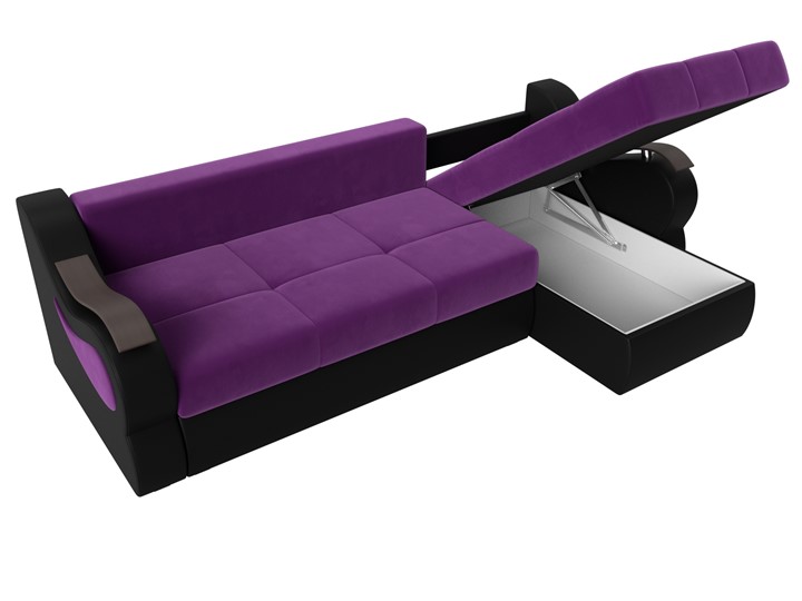 Угловой диван Меркурий, Фиолетовый/черный (вельвет/экокожа) в Южно-Сахалинске - изображение 6