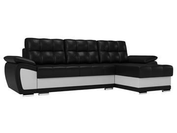 Угловой диван для гостиной Нэстор, Черный/Белый (экокожа) в Южно-Сахалинске - предосмотр