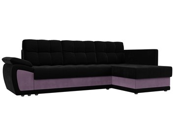 Угловой диван для гостиной Нэстор прайм, Черный/Сиреневый (микровельвет) в Южно-Сахалинске